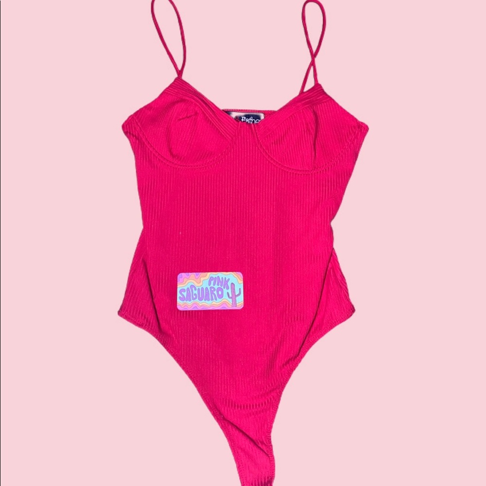 3/$20 Polly & Esther Red Bustier Bodysuit Medium